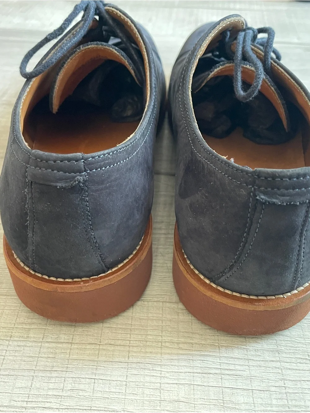 Massimo Dutti Navy Suede Lace-Up Derbies